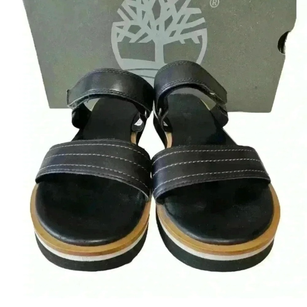 TIMBERLAND Adley Shore black leather full grain slide Women size 10 NEW